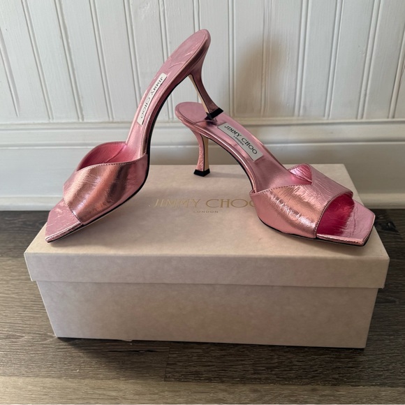 ❗️SOLD❗️JIMMY CHOO SKYE 70 MULE - ROSE METALLIC - Picture 3 of 8